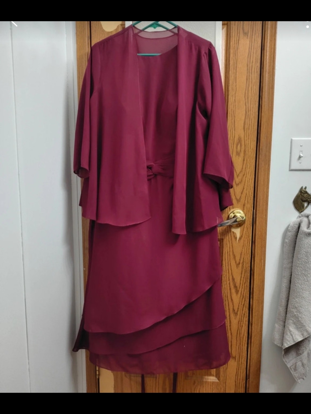Amazon Women's Burgundy Layered Dress with Jacket